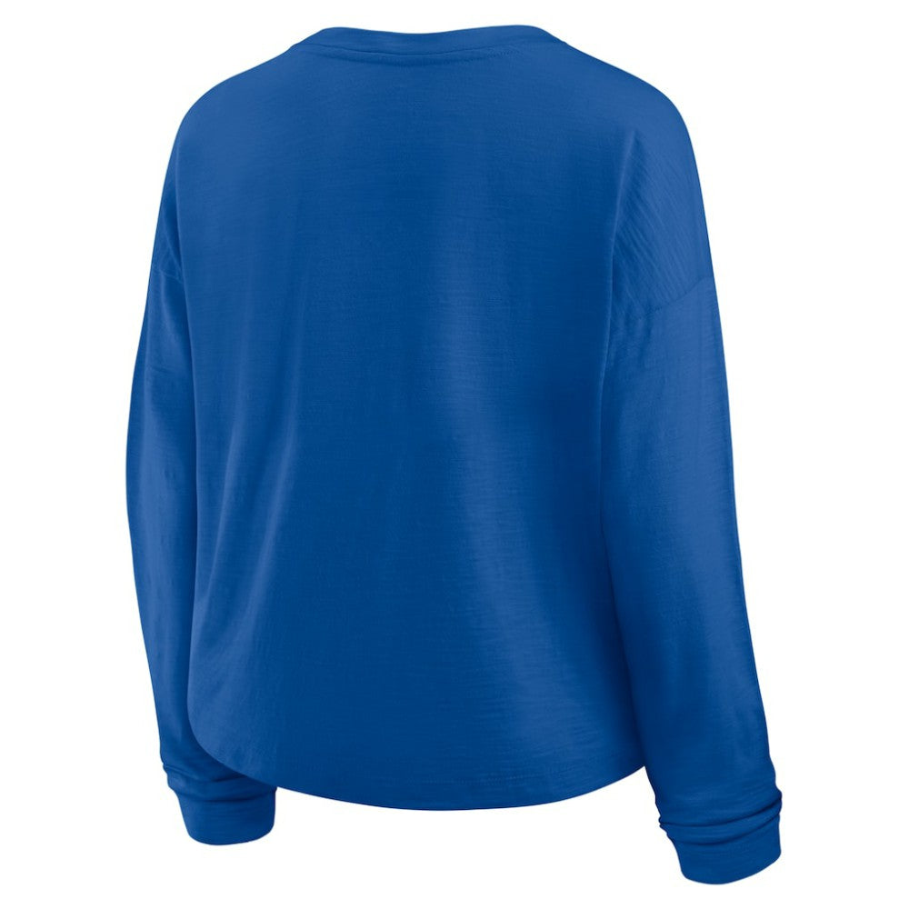 New York Rangers Fanatics Women's Oversized All Out Effort Long Sleeve Henley T-Shirt Blue