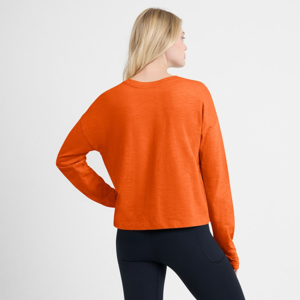 Philadelphia Flyers - Fanatics Women's Oversized All Out Effort Long Sleeve Henley T-Shirt Orange