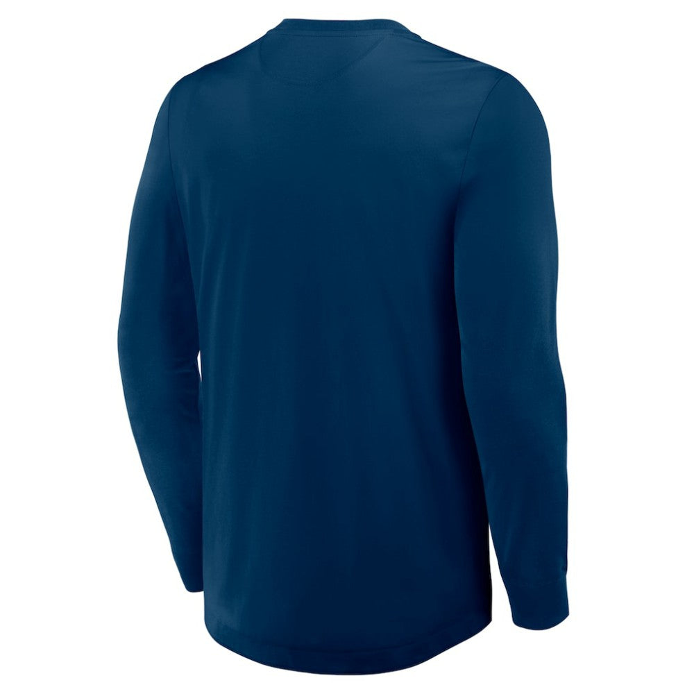 Seattle Kraken Fanatics Adrenaline Push Long Sleeve Henley Shirt Deep Sea Blue