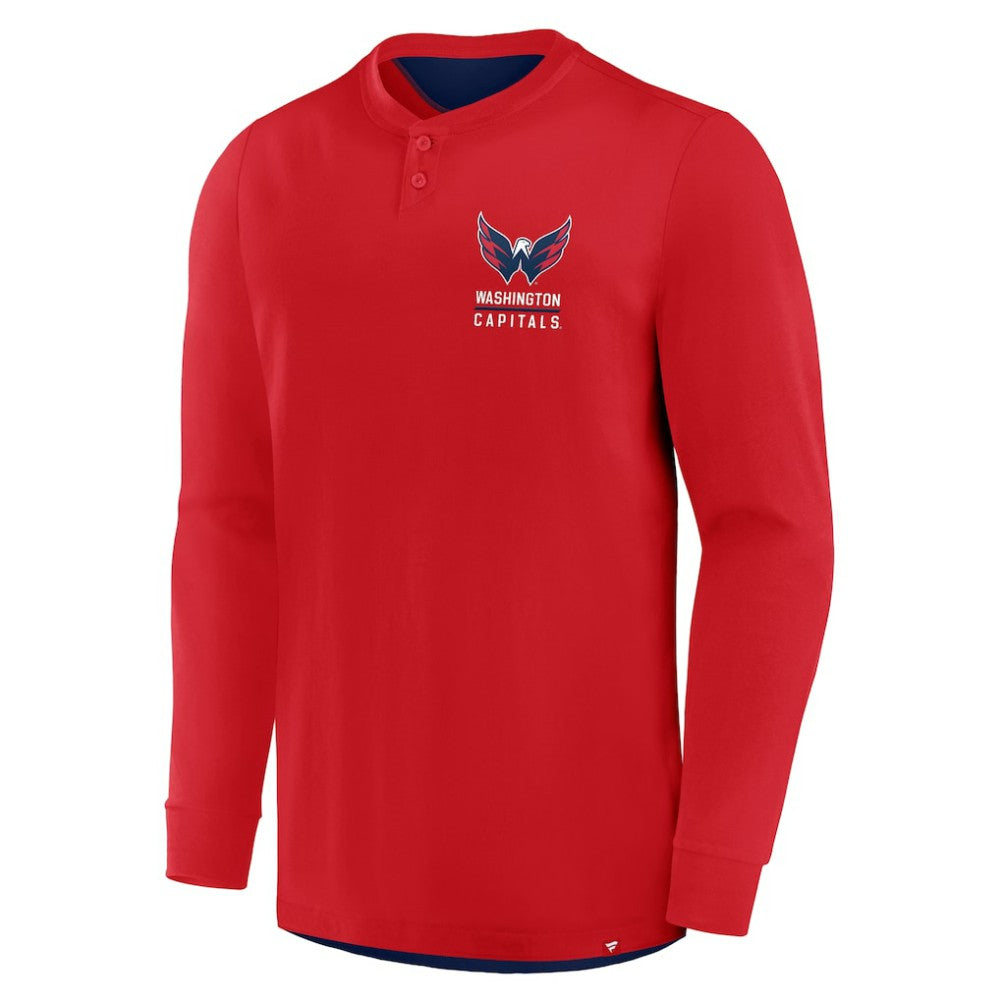 Washington Capitals Fanatics Adrenaline Push Long Sleeve Henley Shirt Red