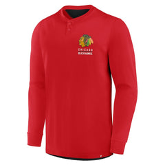 Chicago Blackhawks Fanatics Adrenaline Push Long Sleeve Henley Shirt Red