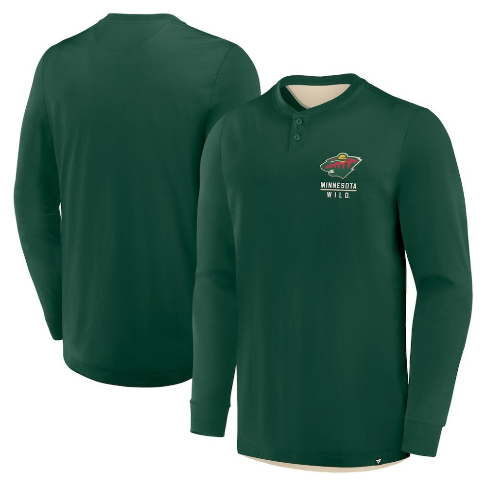 Minnesota Wild - Fanatics Adrenaline Push Long Sleeve Henley Shirt Green