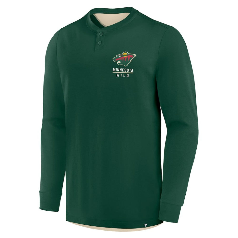 Minnesota Wild - Fanatics Adrenaline Push Long Sleeve Henley Shirt Green
