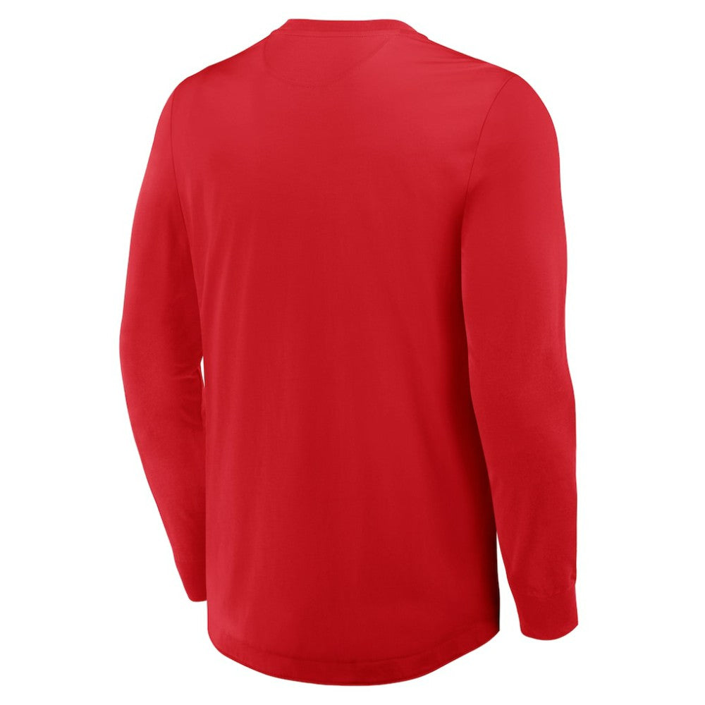 New Jersey Devils - Fanatics Adrenaline Push Long Sleeve Henley Shirt Red