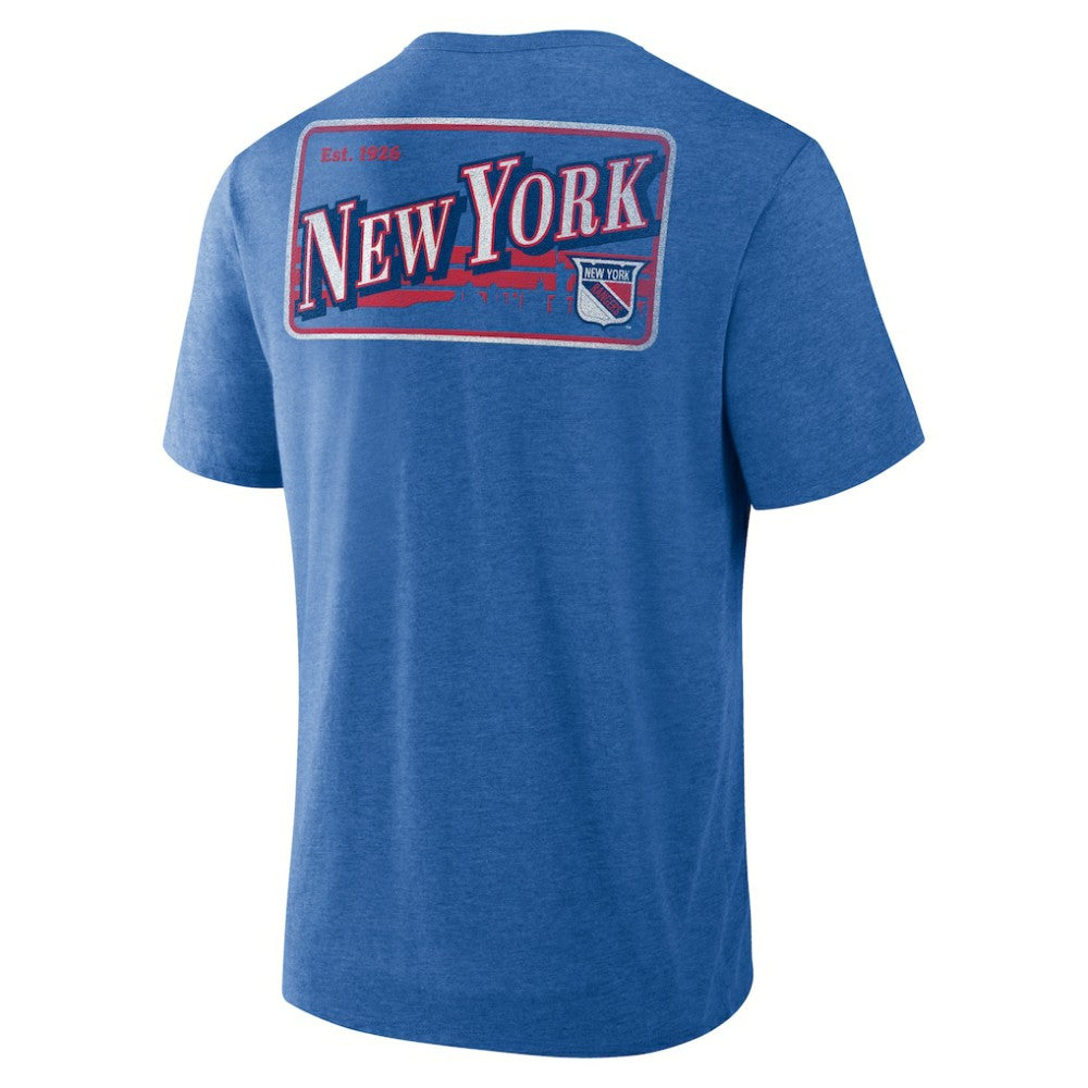 New York Rangers Fanatics Fan Lanes Tri-Blend T-Shirt Heather Blue