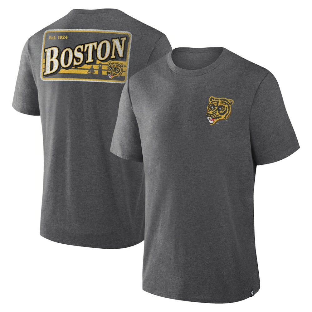 Boston Bruins Fanatics Fan Lanes Tri-Blend T-Shirt Heather Charcoal