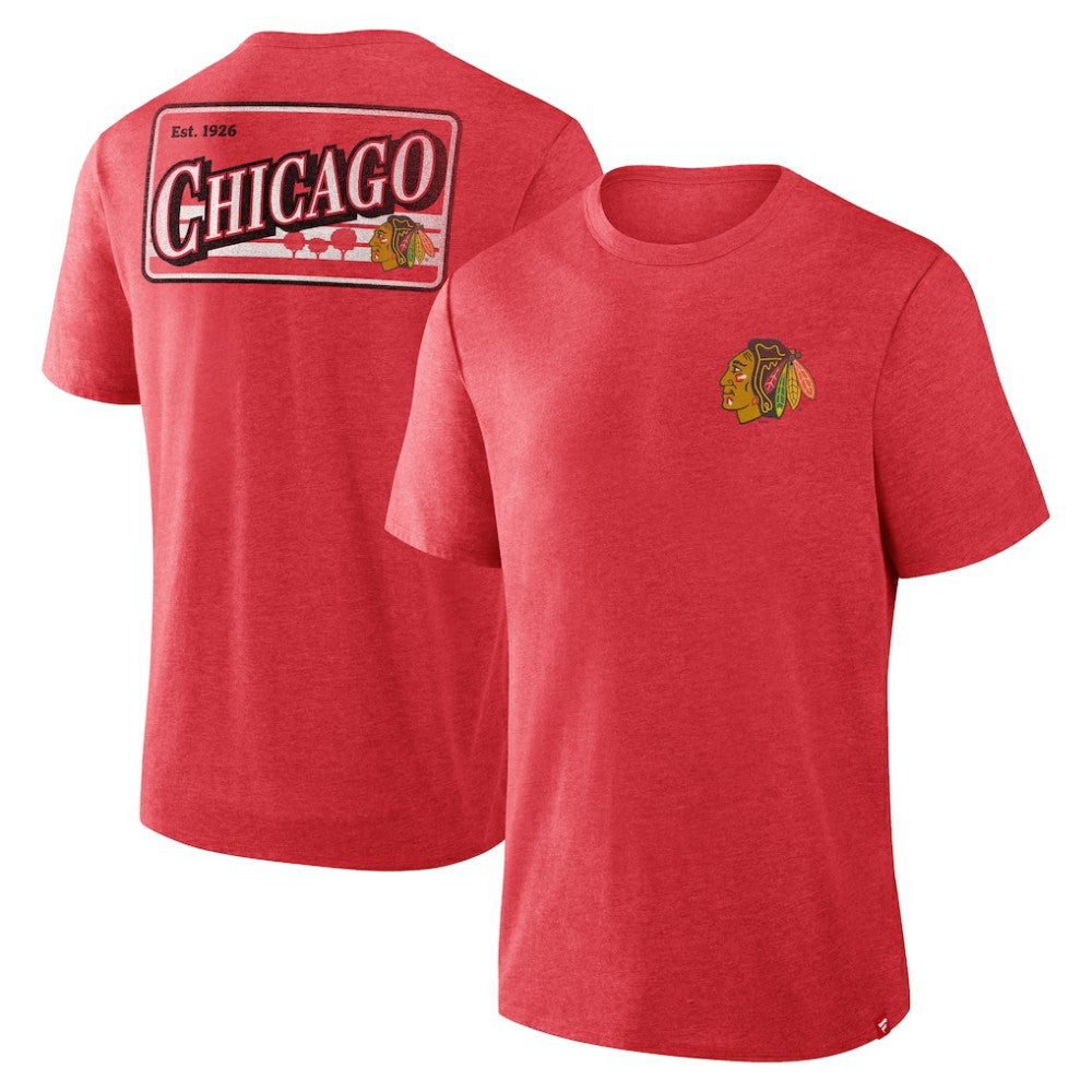 Chicago Blackhawks Fanatics Fan Lanes Tri-Blend T-Shirt Heather Red