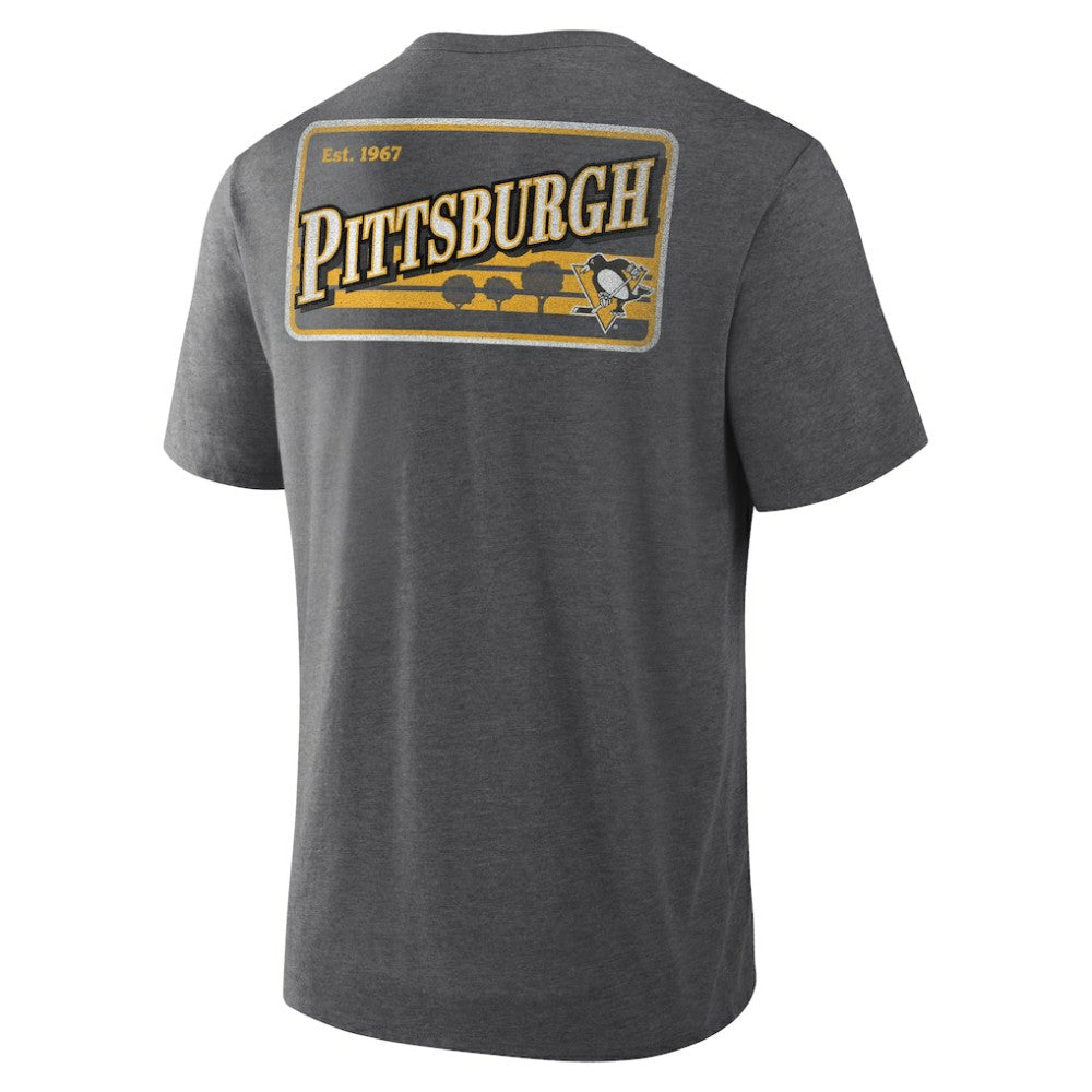 Pittsburgh Penguins Fanatics Fan Lanes Tri-Blend T-Shirt Heather Charcoal