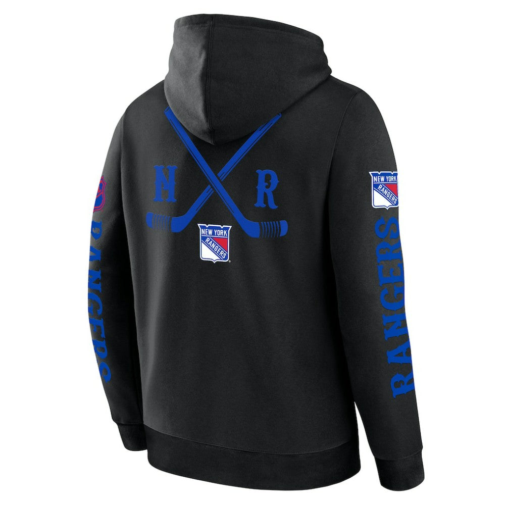 New York Rangers Fanatics Big City Legacy Fleece Pullover Hoodie Black