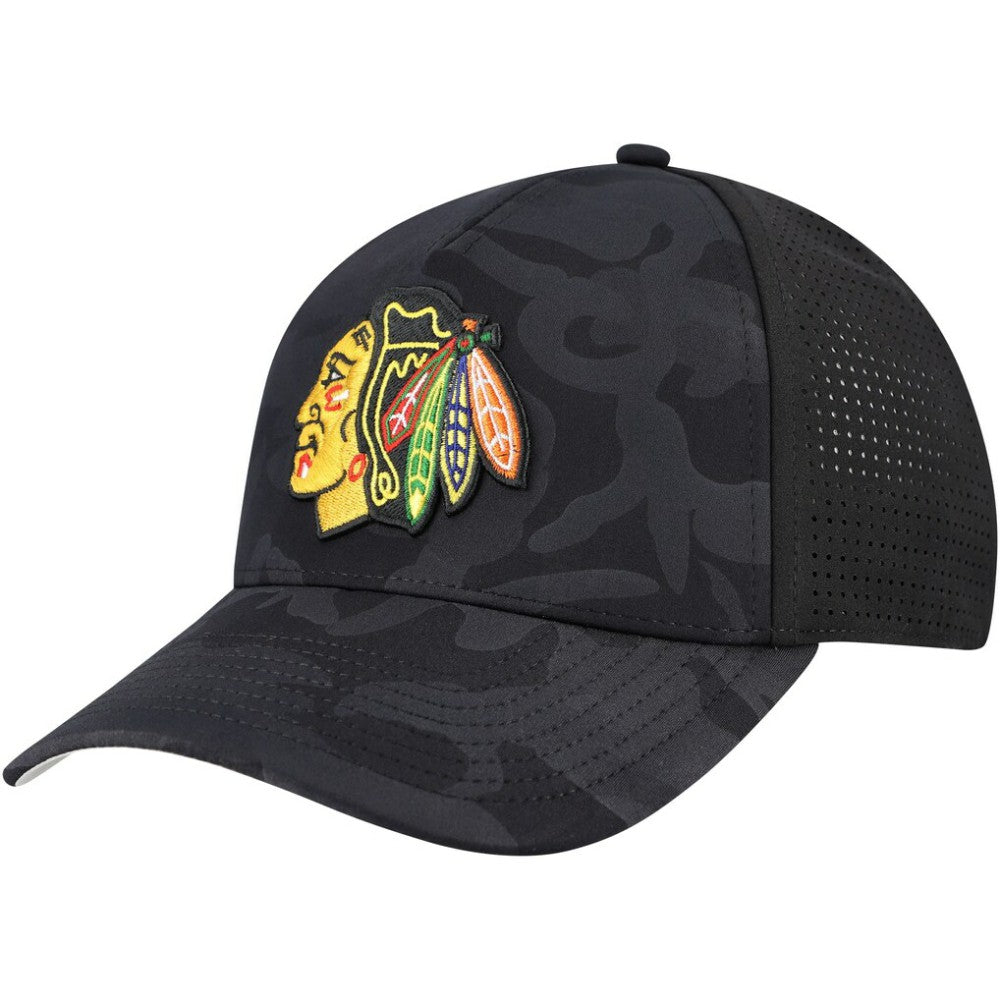 Chicago Blackhawks American Needle Valin Camo Super Tech Vented Adjustable Hat Black