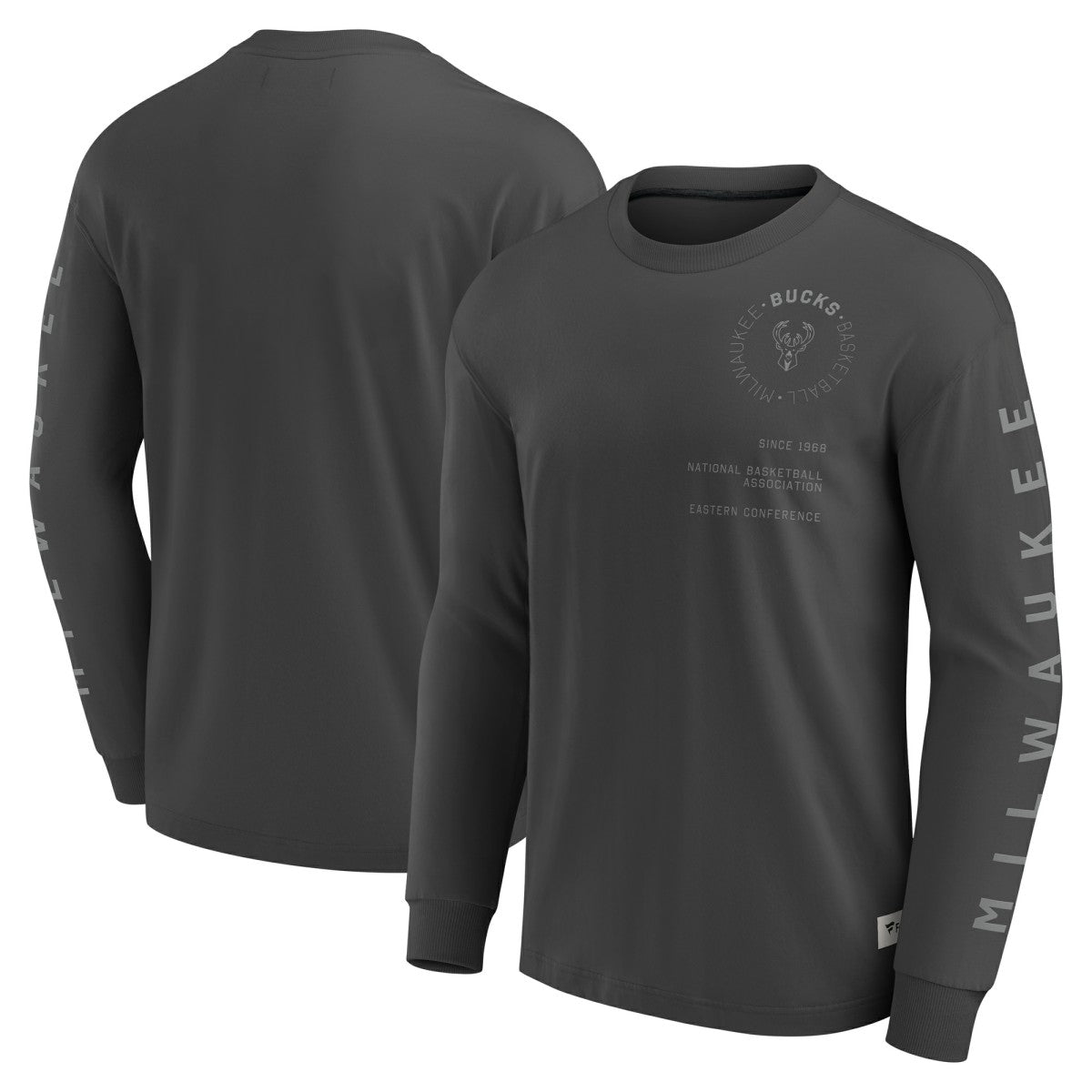 Fanatics - Milwaukee Bucks Elements Future Ground Tonal Info Long Sleeve T-Shirt - Gray
