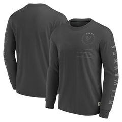 Fanatics - Milwaukee Bucks Elements Future Ground Tonal Info Long Sleeve T-Shirt - Gray