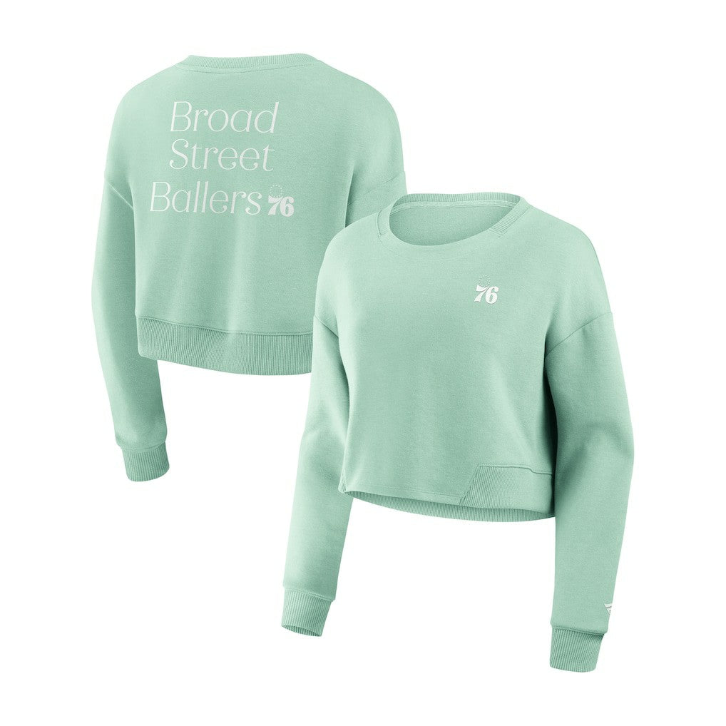 Fanatics - Philadelphia 76ers Women's Studio Tri-Blend Cropped Pullover Sweatshirt - Mint