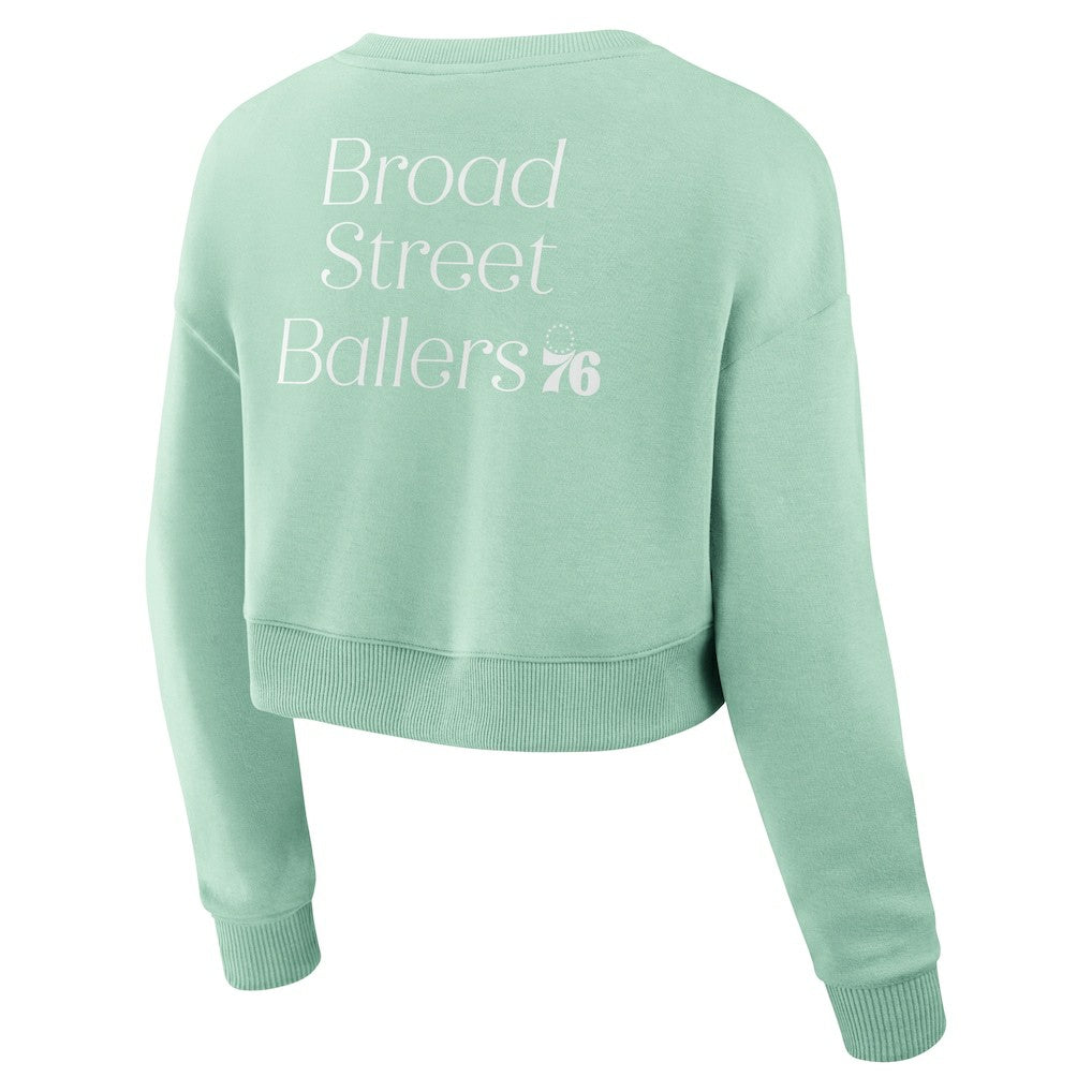 Fanatics - Philadelphia 76ers Women's Studio Tri-Blend Cropped Pullover Sweatshirt - Mint