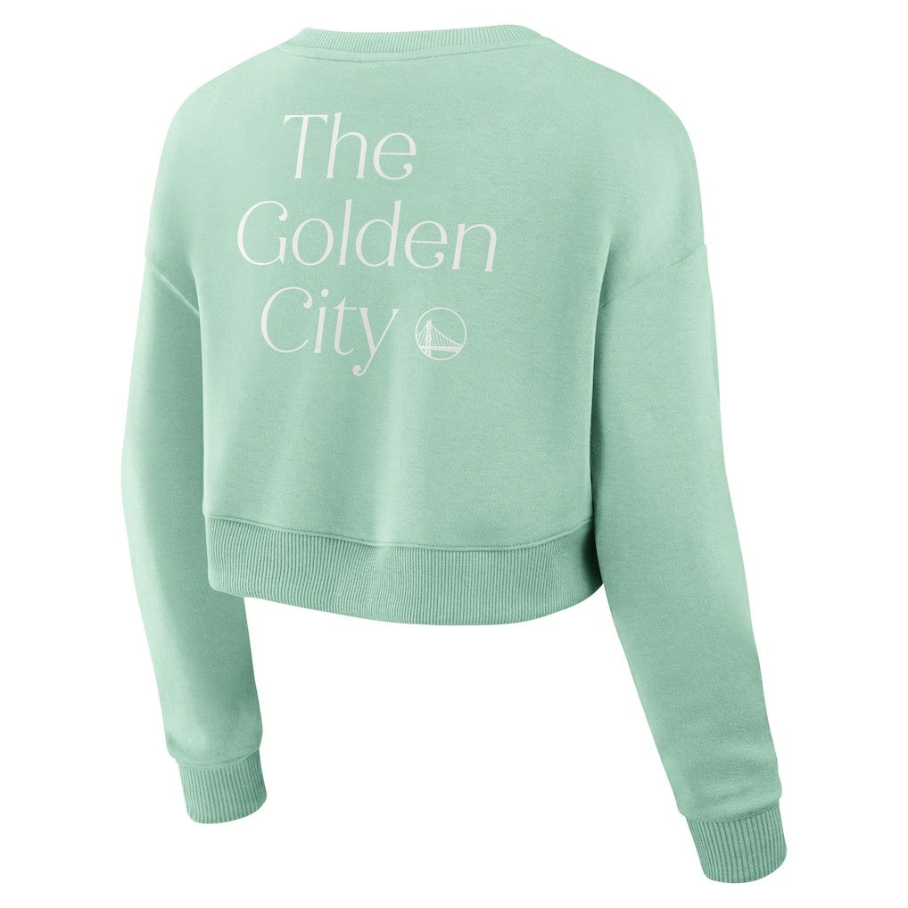 Fanatics - Golden State Warriors Women's Studio Tri-Blend Cropped Pullover Sweatshirt - Mint