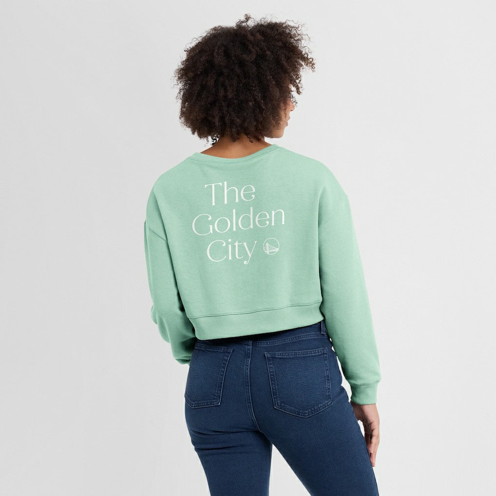 Fanatics - Golden State Warriors Women's Studio Tri-Blend Cropped Pullover Sweatshirt - Mint