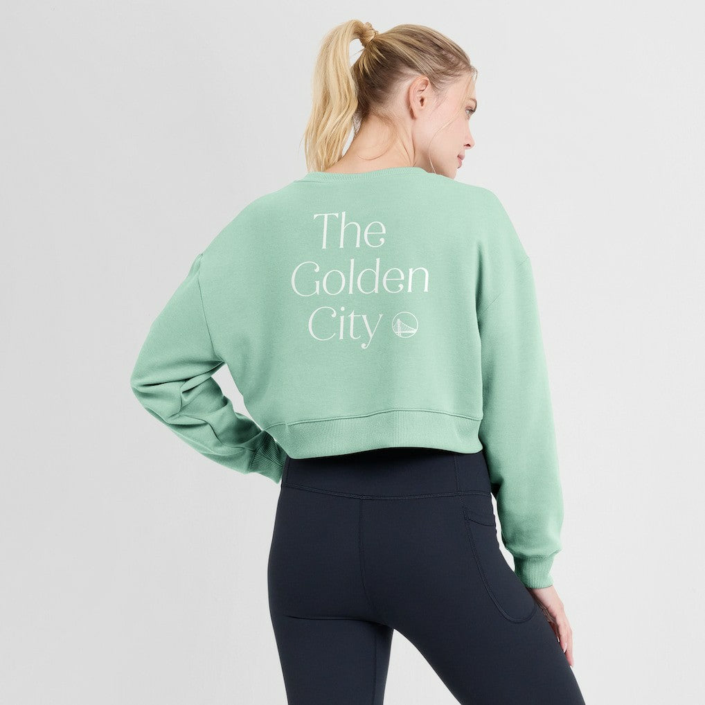 Fanatics - Golden State Warriors Women's Studio Tri-Blend Cropped Pullover Sweatshirt - Mint