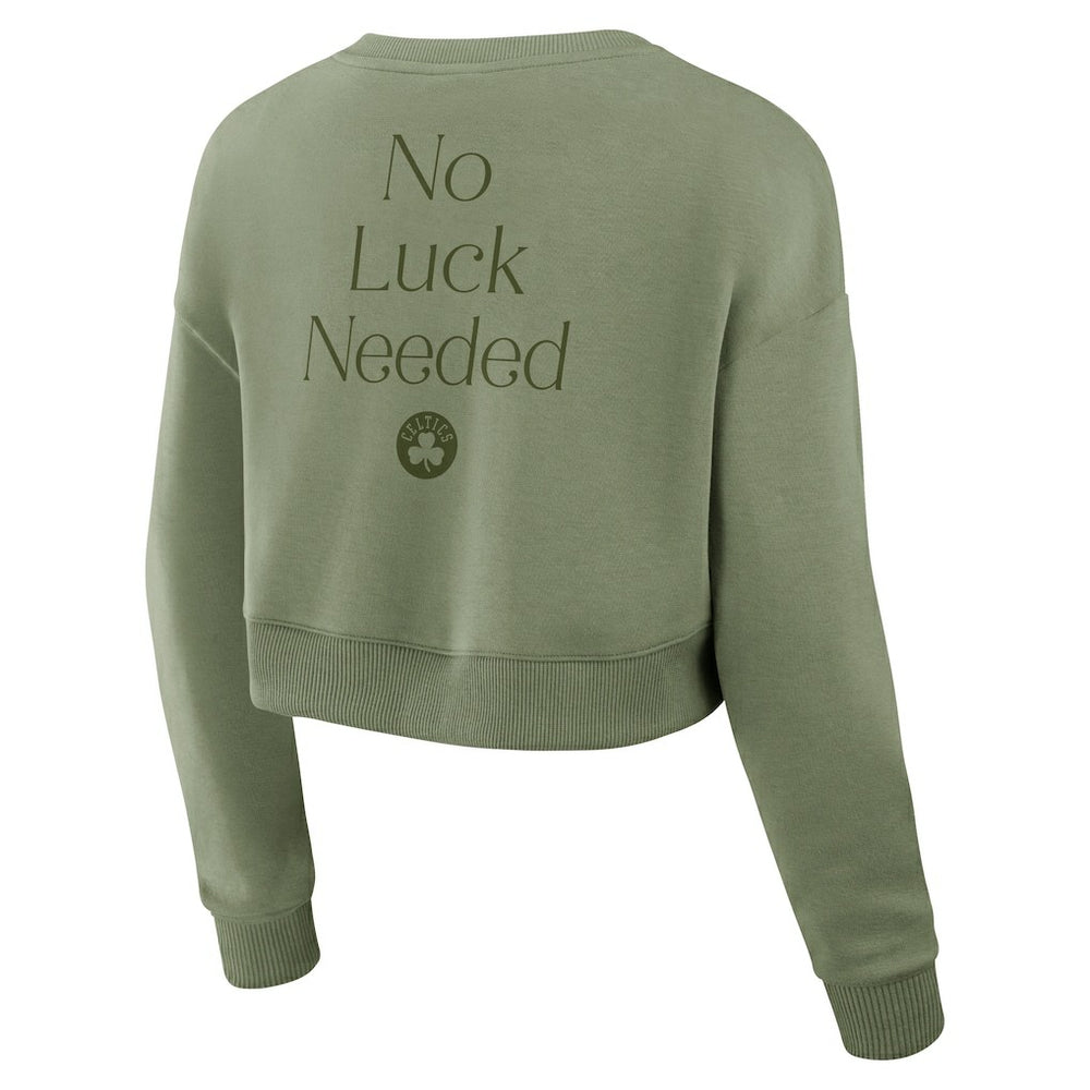 Fanatics - Boston Celtics Women's Studio Tri-Blend Cropped Pullover Sweatshirt - Olive