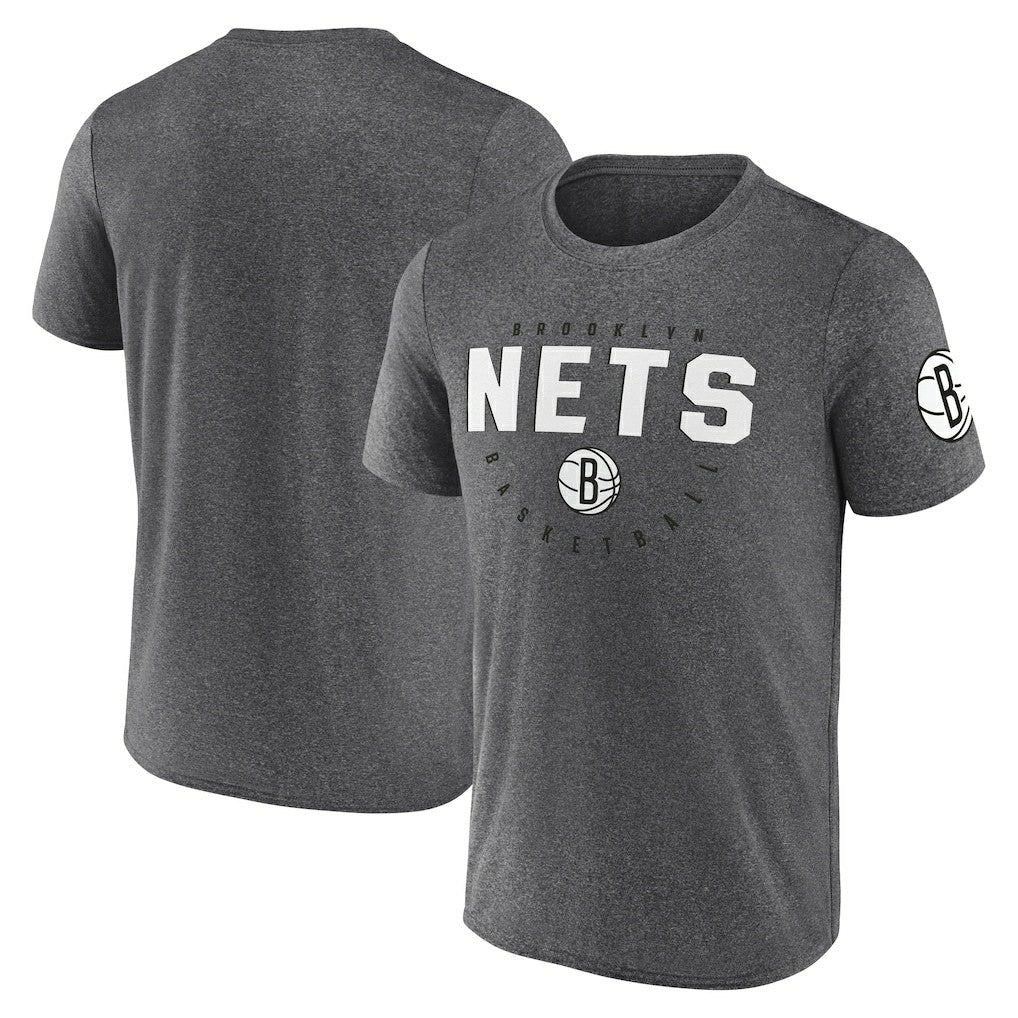 NBA - Brooklyn Nets Logo Athletic Block Practice Performance T-Shirt - Heather Charcoal
