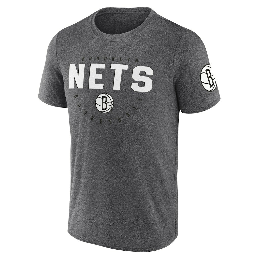 NBA - Brooklyn Nets Logo Athletic Block Practice Performance T-Shirt - Heather Charcoal