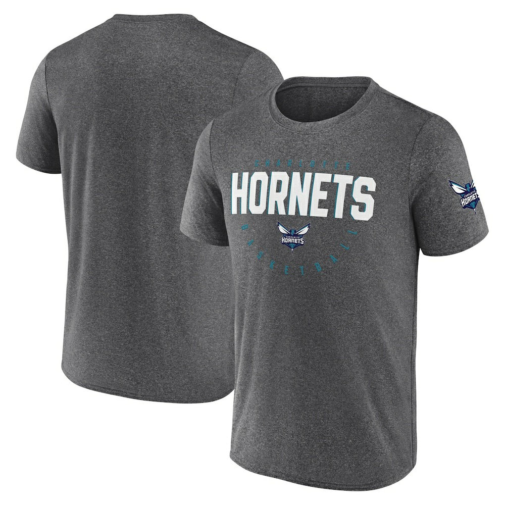 NBA - Charlotte Hornets Logo Athletic Block Practice Performance T-Shirt - Heather Charcoal