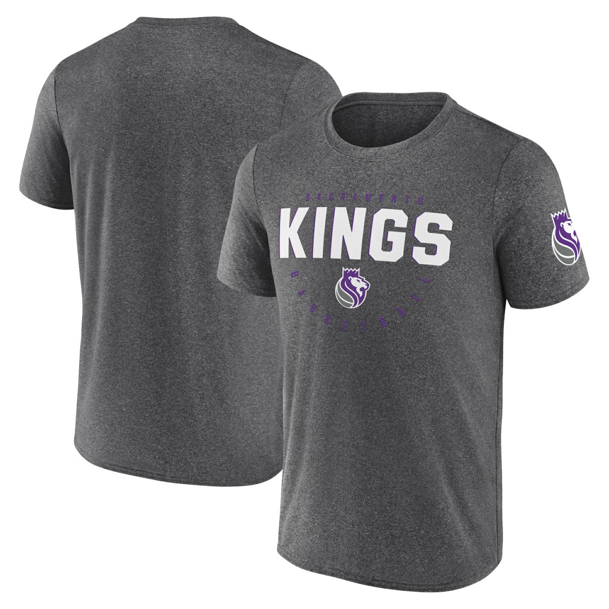 NBA - Sacramento Kings Logo Athletic Block Practice Performance T-Shirt - Heather Charcoal