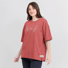 Washington Capitals Fanatics Women's Oversized Elements Raw Edge Future Ground T-Shirt Red