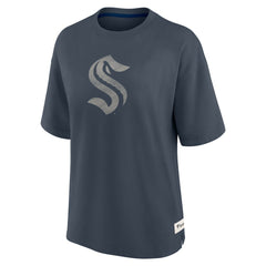 Seattle Kraken Fanatics Women's Oversized Elements Raw Edge Future Ground T-Shirt Blue