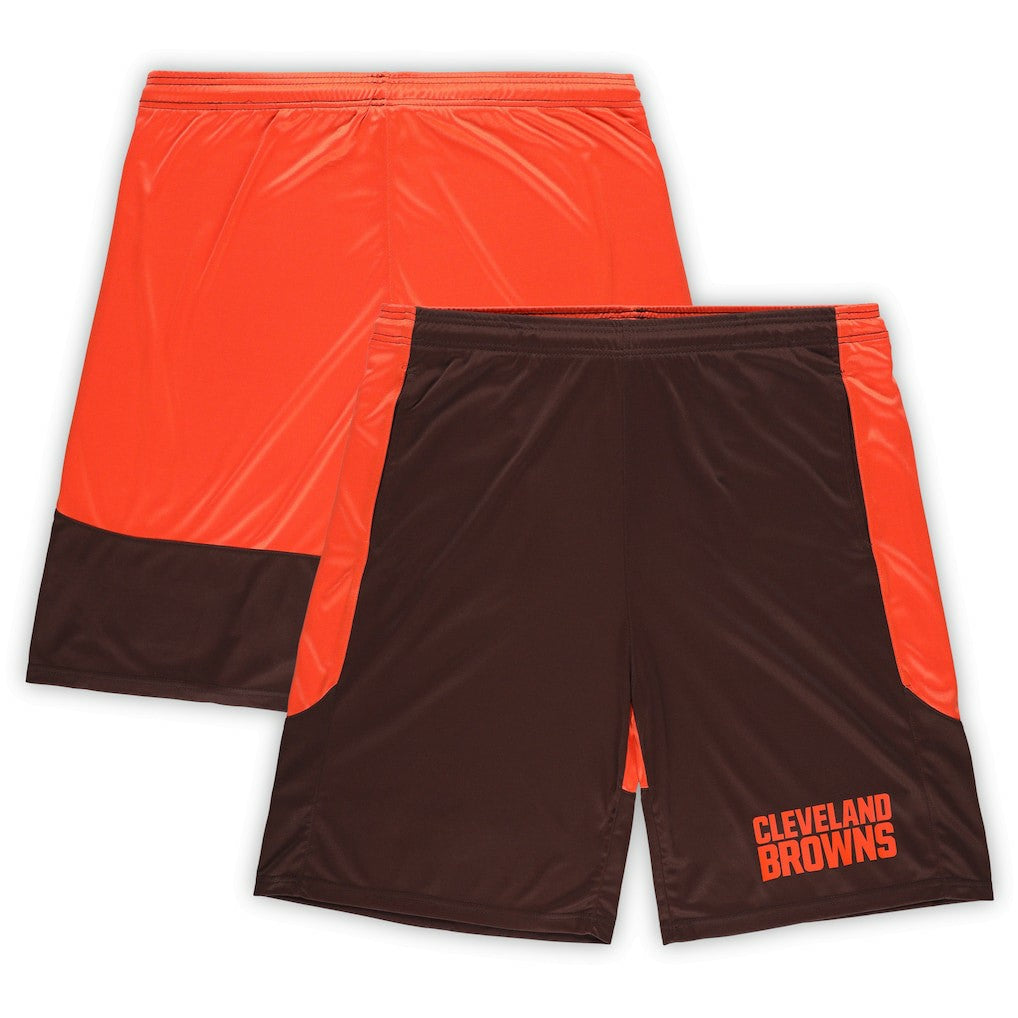 Cleveland Browns Big & Tall Launch Shorts Brown/Orange - Fanatics