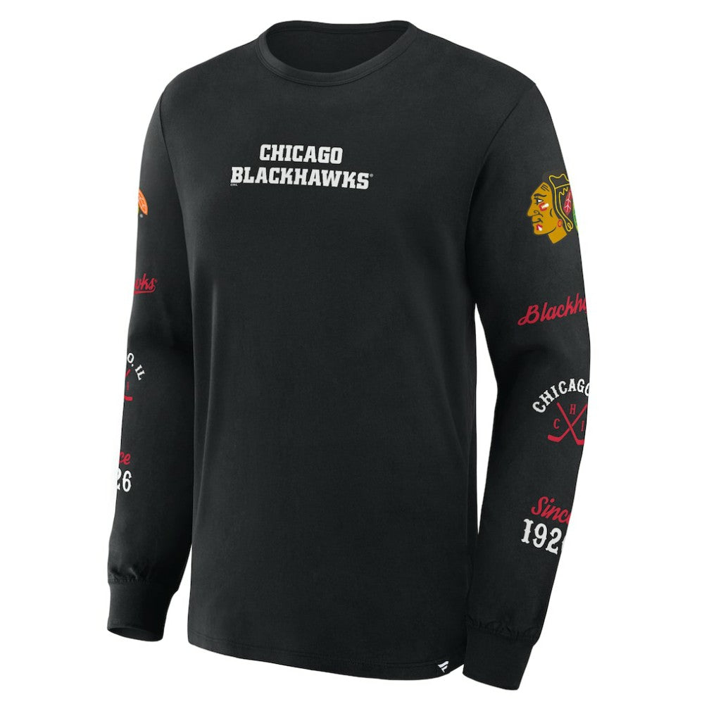Chicago Blackhawks Fanatics Boxed In Legacy Long Sleeve T-Shirt Black