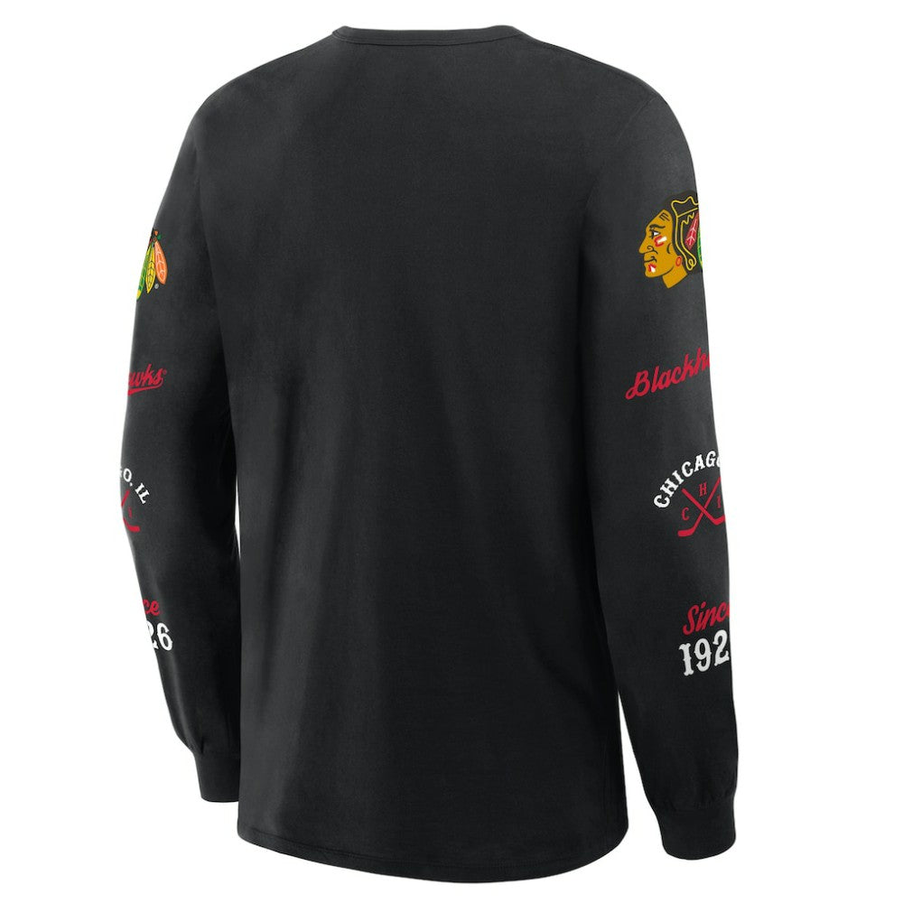 Chicago Blackhawks Fanatics Boxed In Legacy Long Sleeve T-Shirt Black