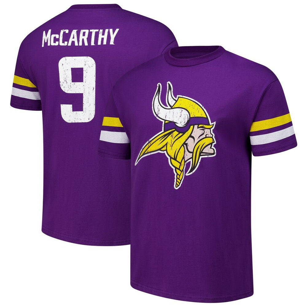 J.J. McCarthy Minnesota Vikings Majestic Threads Name & Number Oversized Fit T-Shirt Purple - NFL
