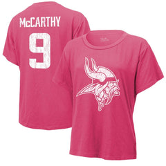 J.J. McCarthy Minnesota Vikings Majestic Threads Women's Name & Number T-Shirt Pink - NFL
