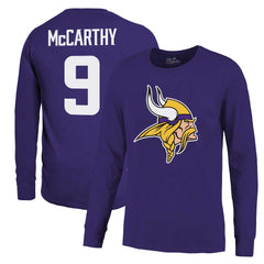 J.J. McCarthy Minnesota Vikings Majestic Threads Name & Number Long Sleeve T-Shirt Purple - NFL