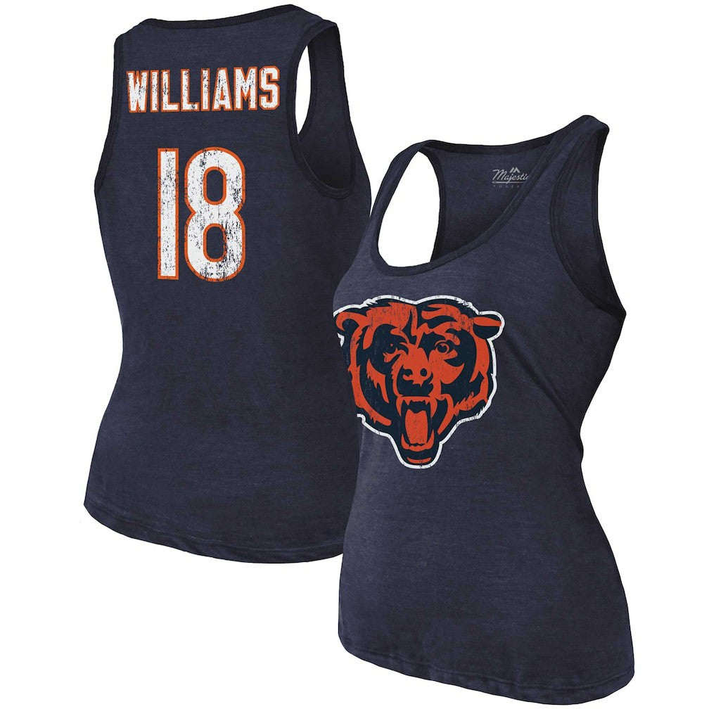 Caleb Williams Chicago Bears Majestic Threads Women's Name & Number Tri-Blend Scoop Neck Tank Top Navy - NFL