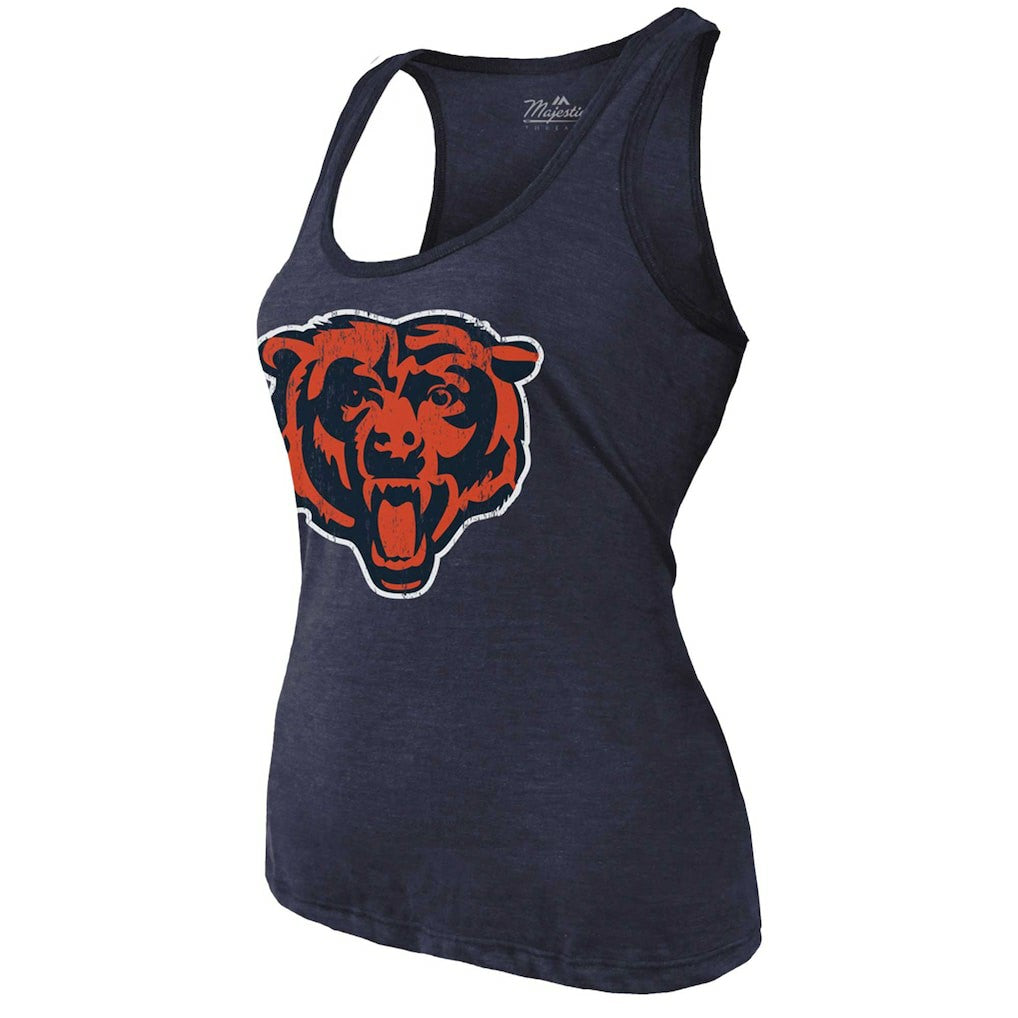 Caleb Williams Chicago Bears Majestic Threads Women's Name & Number Tri-Blend Scoop Neck Tank Top Navy - NFL