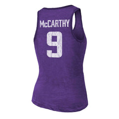 J.J. McCarthy Minnesota Vikings Majestic Threads Women's Name & Number Tri-Blend Scoop Neck Tank Top Purple - NFL