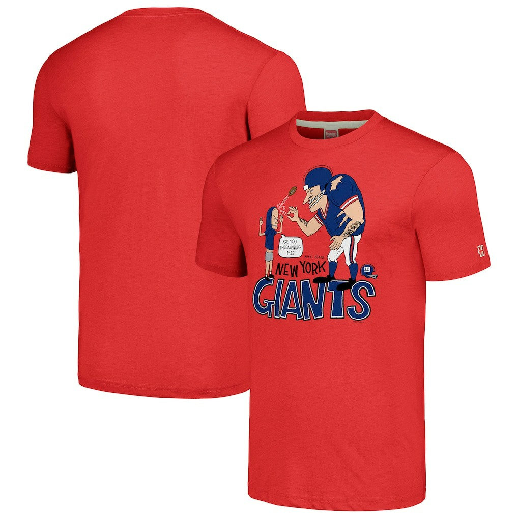 New York Giants NFL x Homage x Beavis and Butt-Head Unisex Tri-Blend T-Shirt – Red - NFL