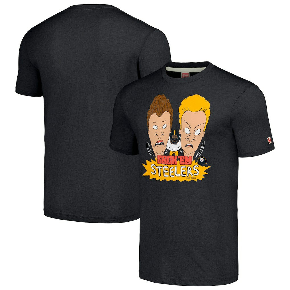 Pittsburgh Steelers NFL x Homage x Beavis and Butt-Head Unisex Tri-Blend T-Shirt – Charcoal - NFL
