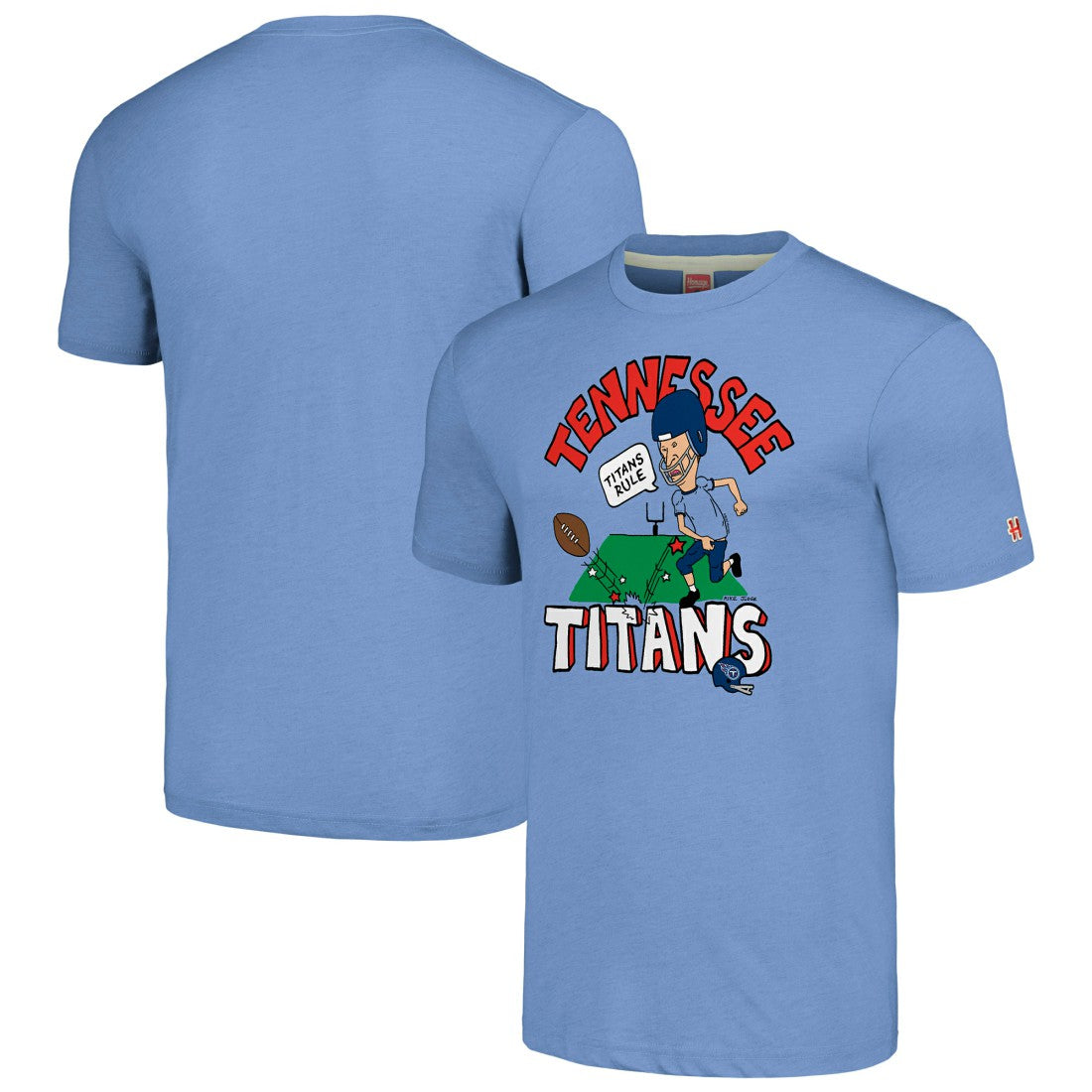 Tennessee Titans NFL x Homage x Beavis and Butt-Head Unisex Tri-Blend T-Shirt – Light Blue - NFL