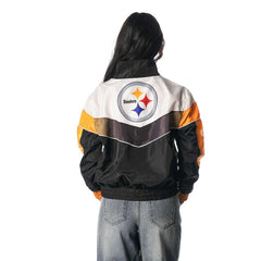 Pittsburgh Steelers The Wild Collective Women's 1/4 Zip Track Jacket Black - NFL