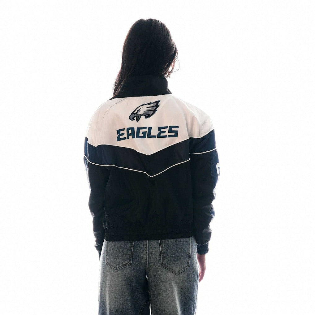 Philadelphia Eagles The Wild Collective Women's 1/4 Zip Track Jacket Black - NFL