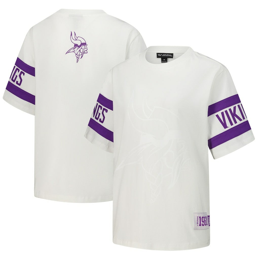 Minnesota Vikings The Wild Collective Women's Drop Shoulder T-Shirt White - NFL