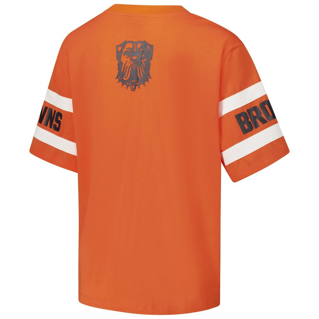 Cleveland Browns The Wild Collective Women's Drop Shoulder T-Shirt Orange - NFL