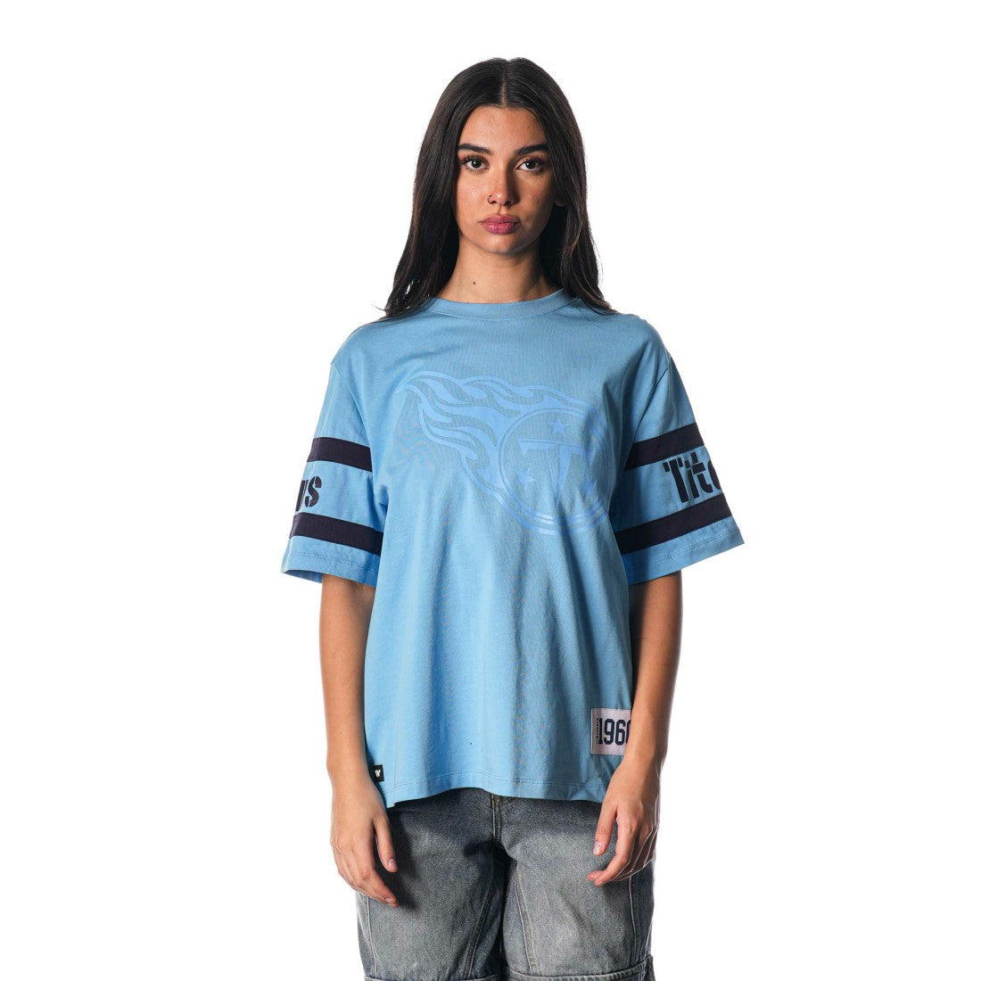Tennessee Titans The Wild Collective Women's Drop Shoulder T-Shirt Light Blue - NFL