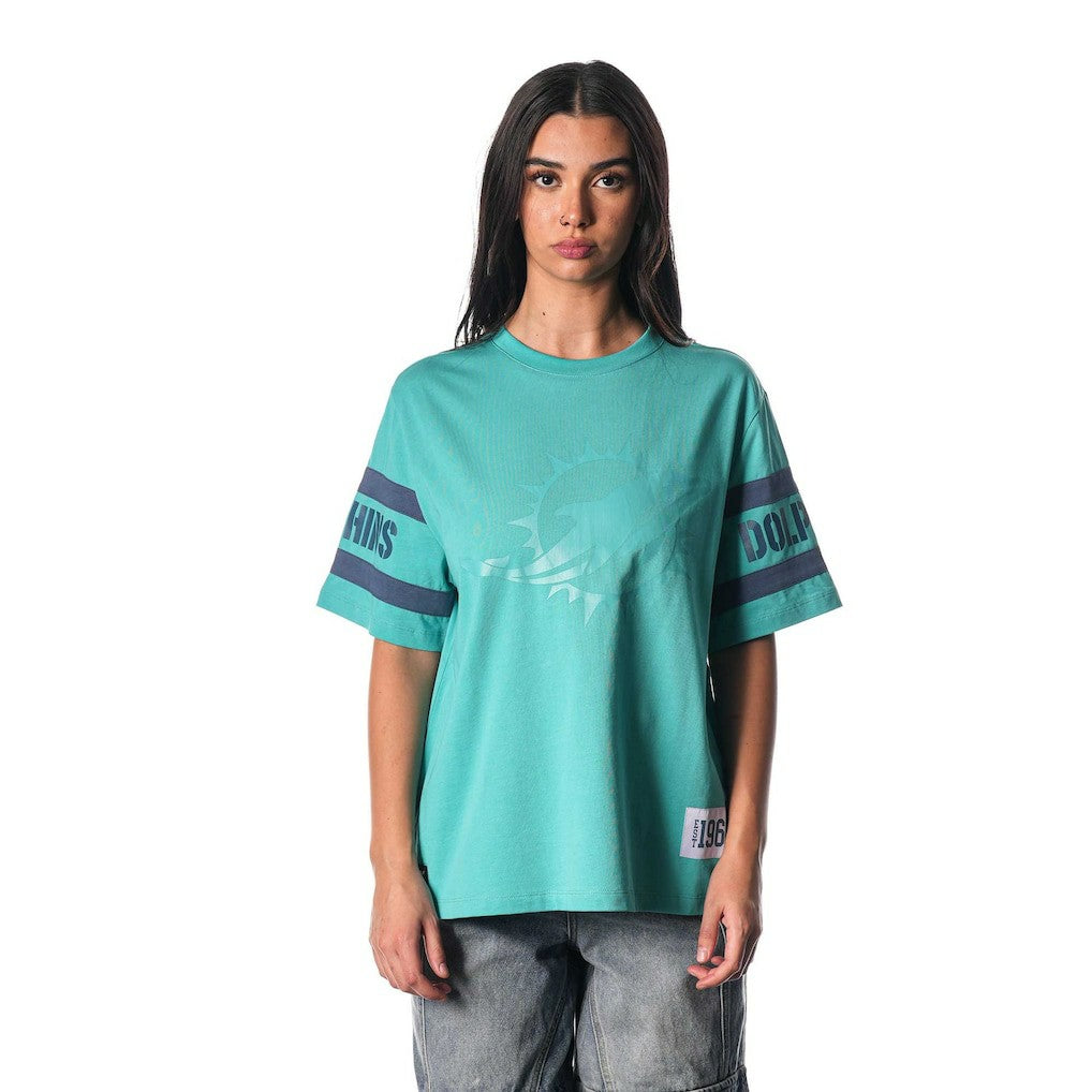 Miami Dolphins The Wild Collective Women's Drop Shoulder T-Shirt Aqua - NFL