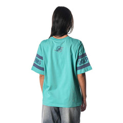 Miami Dolphins The Wild Collective Women's Drop Shoulder T-Shirt Aqua - NFL