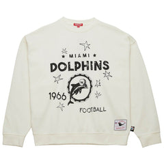 Miami Dolphins Women's Throwback Logo 3.0 Pullover Sweatshirt Cream - Mitchell & Ness