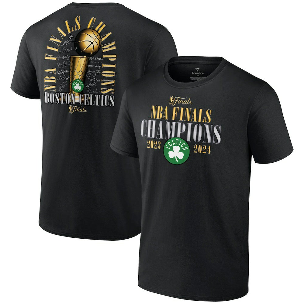 Fanatics - Boston Celtics 2024 NBA Finals Champions Big & Tall Fade Away Jumper Roster Signature T-Shirt - Black