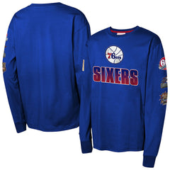 Mitchell & Ness - Philadelphia 76ers Youth Hardwood Classics All Over Long Sleeve T-Shirt - Royal